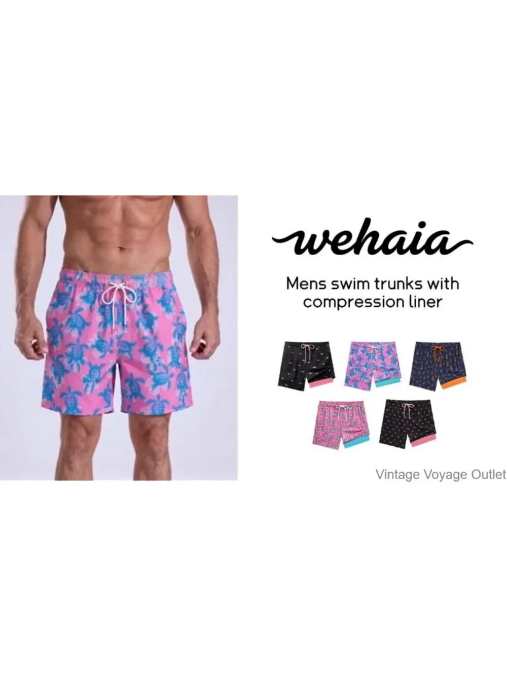 Men's Quick Dry Swim Trunks with Compression Liner 7 Inch Board Shorts